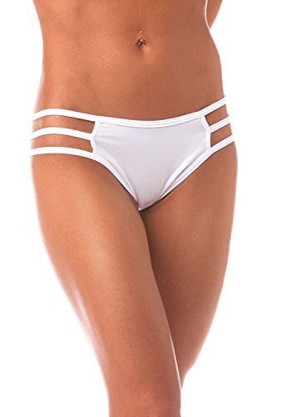 5298 Stripe Side Panty, White, One Size